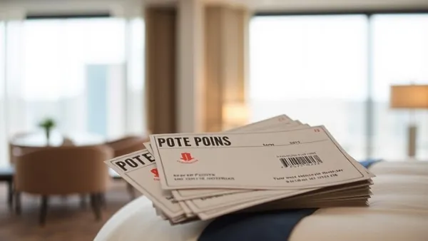 Pessoa analisando oferta de pontos de hotel em tablet com cartão de crédito na mão
