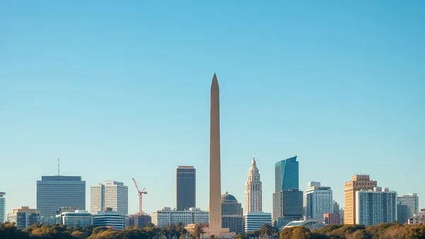 Vista do Obelisco de Buenos Aires ao entardecer
