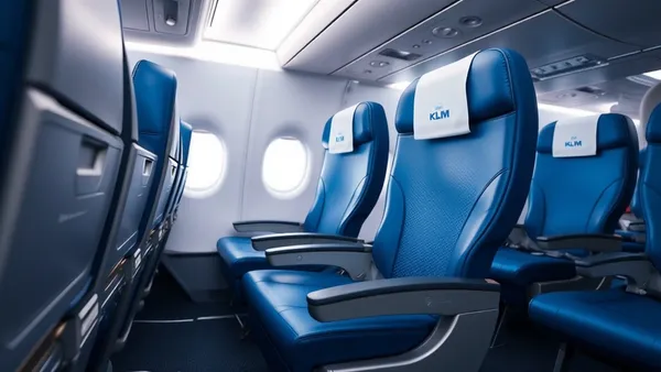 Cabine de classe executiva de longa distância com poltronas individuais em configuração 1-2-1