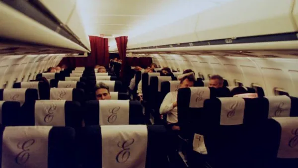 Cabine executiva de aeronave SAS Scandinavian Airlines em voo