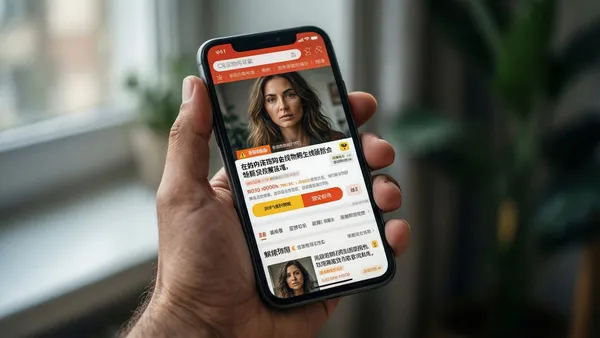 Mão segurando smartphone com uma oferta suspeita de venda de milhas em rede social