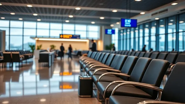 Cartão de crédito premium sobre balcão de aeroporto com pontos e programa de fidelidade ao fundo